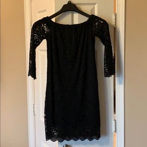 Off shoulder lace black dress only worn once